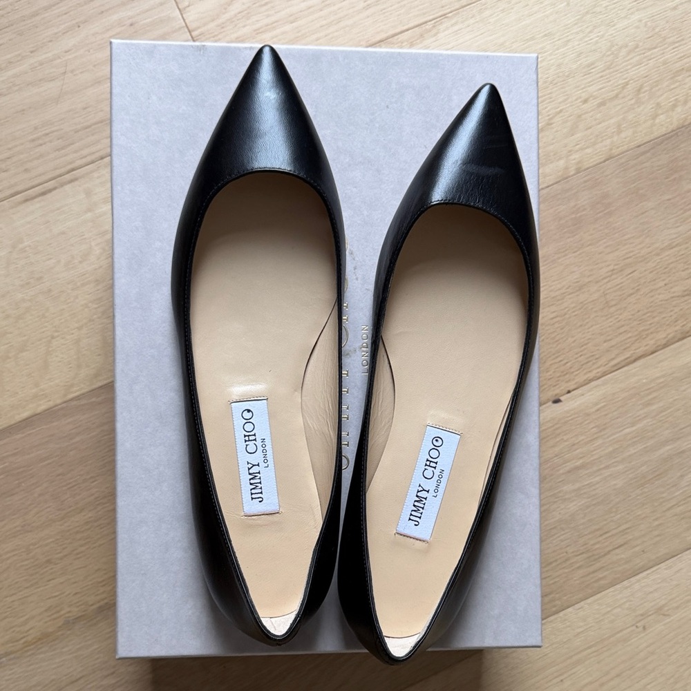 Jimmy Choo Black Leather Flats - brand new